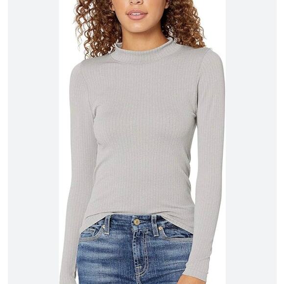Free People Intimately Gray Long Sleeve Ribbed Mock Neck Shirt Size XS/S - Picture 1 of 6